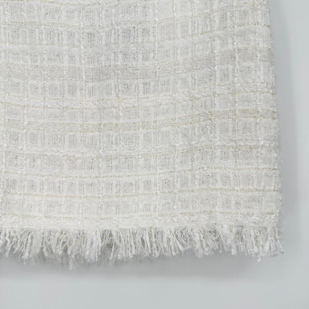 Walter Baker Daphne Tweed Mini Skirt Gold Button Fringe Angelic White NWT - Picture 7 of 10